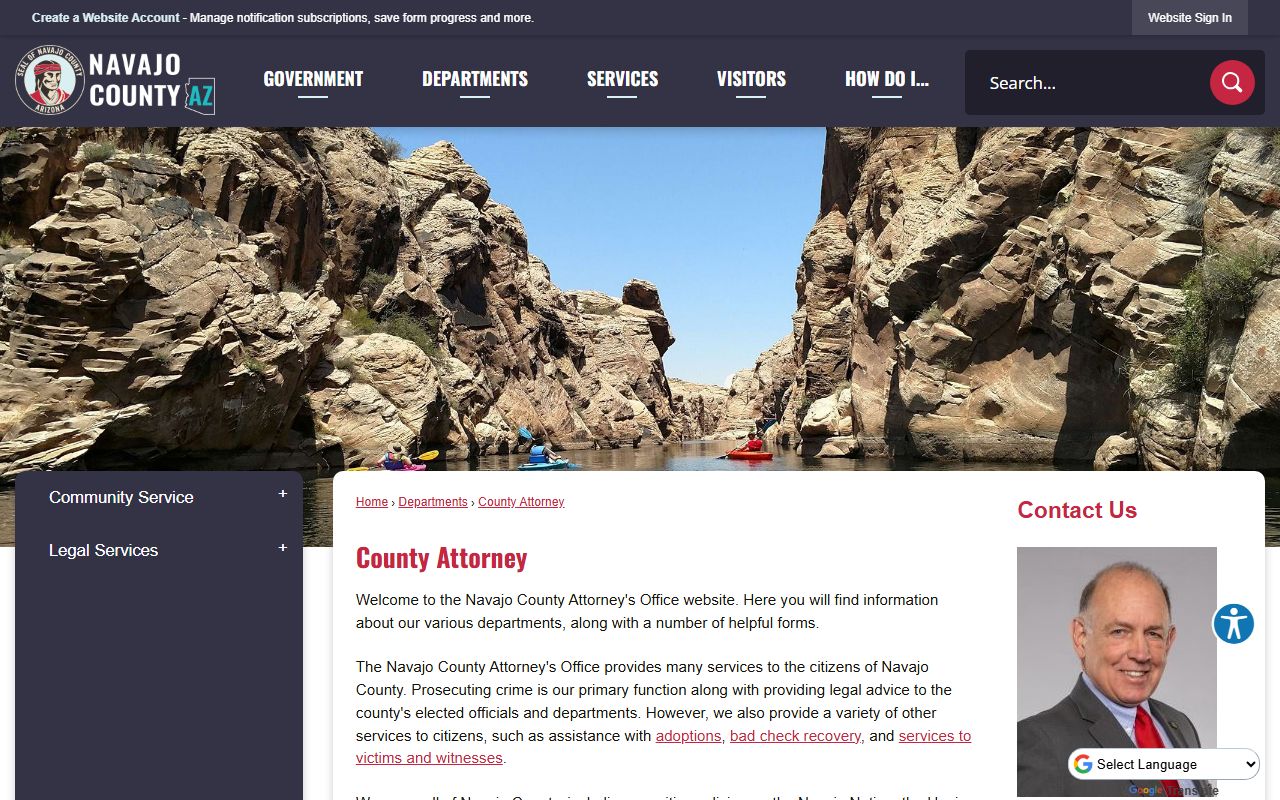 Navajo County court records after arrest County Attorney office page