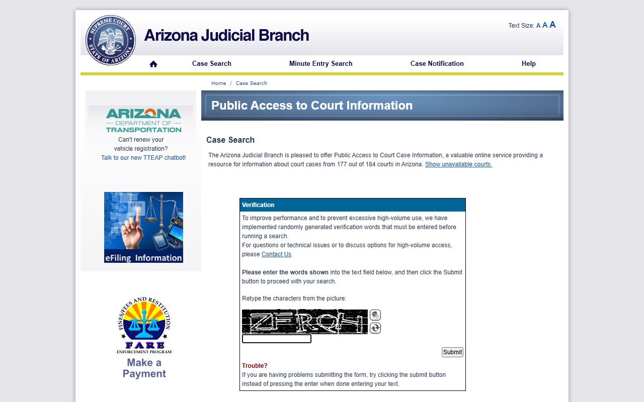 Navajo County court records after arrest case lookup portal